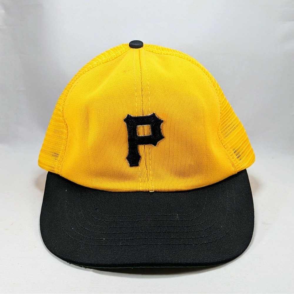 Vintage‎ Pittsburgh Pirates 70s Yellow MLB Baseball Hat Trucker Snapback S/M